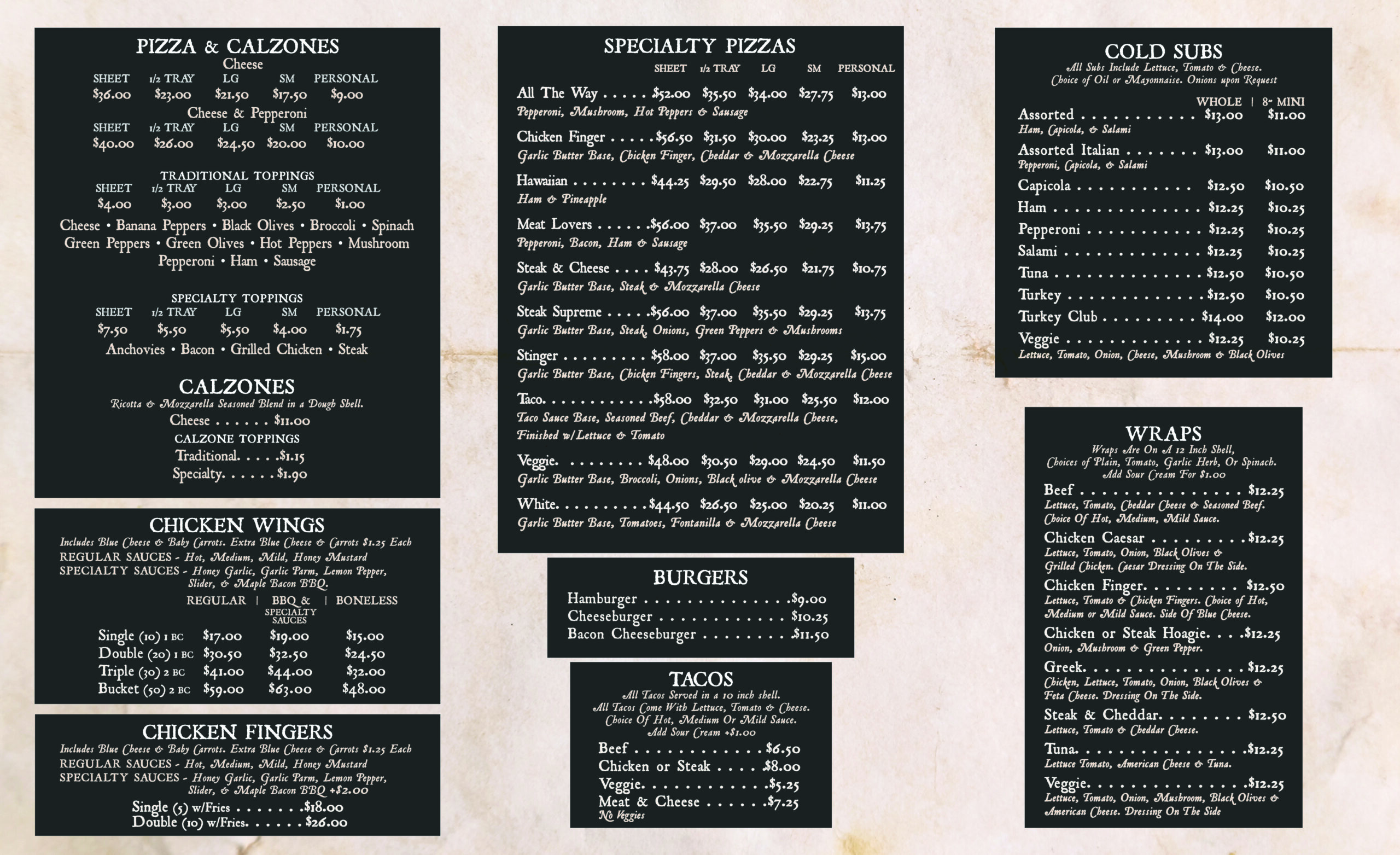 Tony's Pizza menu 2